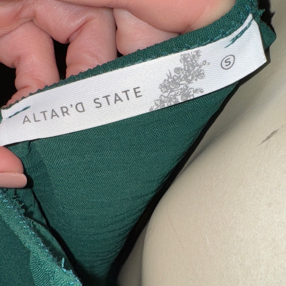 Altar'd State Forest Green Long Sleeve Blouse - Picture 3 of 4